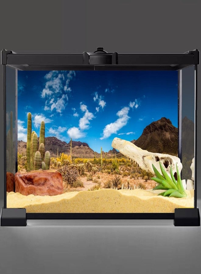 AWERT 60x24 inches Reptile Habitat Background Blue Sky Oasis Cactus Desert Terrarium Background Vinyl - Image 2