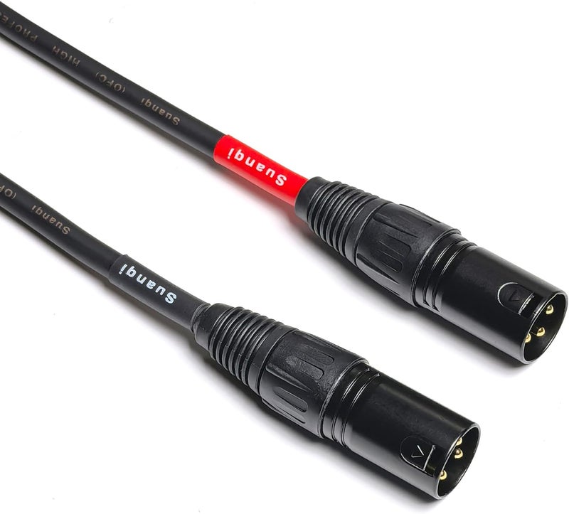 1/4 بوصة TRS إلى ذكر XLR 6.35 مم كابل توصيل إشارة متوازن للميكروفون، ربع بوصة إلى 3 دبوس XLR كابل توصيل، عبوة من 2 قطعة بطول 8 بوصات - Image 4