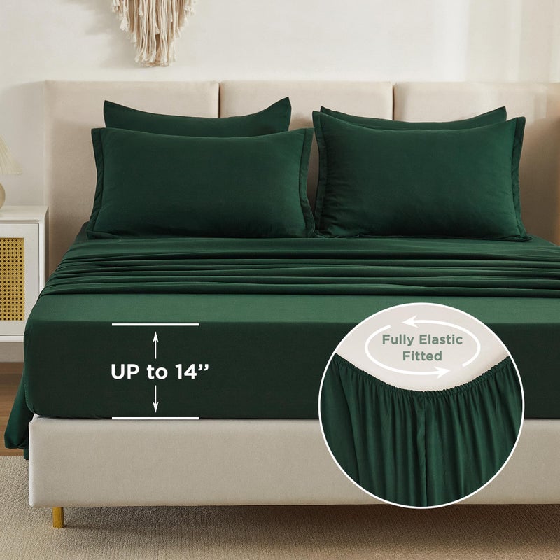Litanika California King Comforter Set Dark Emerald Green - 7 Pieces Bed in a Bag Cal King Beddding Comforter Sets  Plain Lightweight Bed Set with Comforter  Sheets  Pillowcases & Shams - Image 5