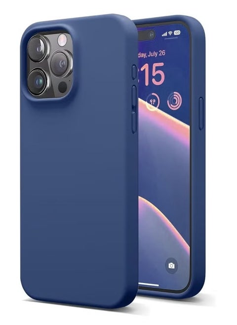 Compatible with iPhone 13 Pro Liquid Silicone 3 Layers Soft Gel Rubber Cover Fully Covered Slim Shockproof Protective Phone Case with Highest Quality Anti-Scratch Microfiber Lining - Blue