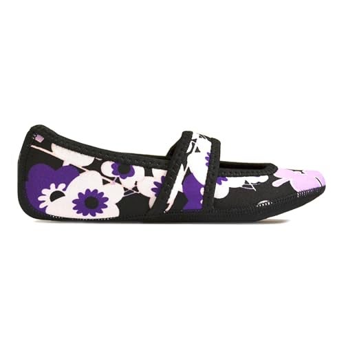Nufoot Betsy Lou Women's Slippers, Foldable, Flexible Flats, Slipper Socks, Travel Slippers, Exercise Shoe, Dance Shoe, Yoga Socks, House Shoes, Indoor Shoes, Purple Flowers, Medium - Image 2
