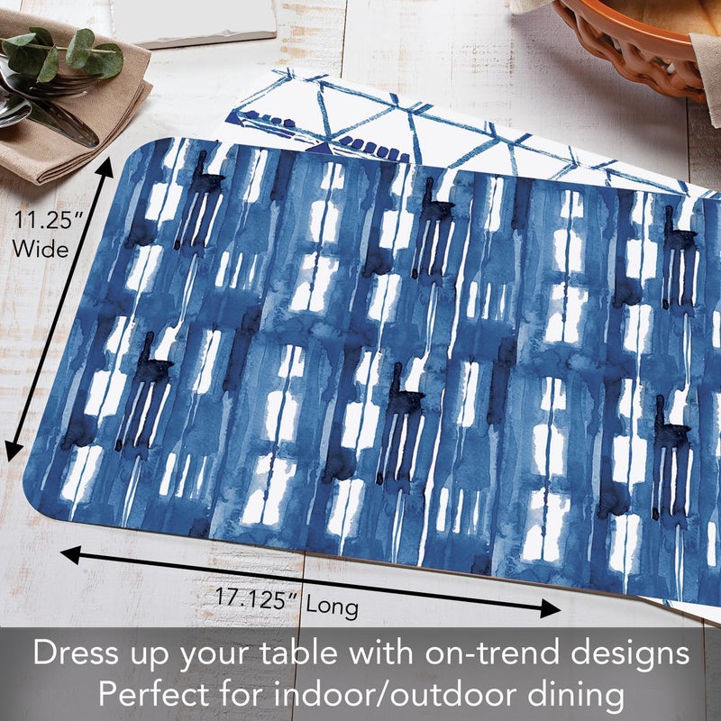 CounterArt Shibori Blues 4 Pack Reversible Easy Care Flexible Plastic Placemats Made in The USA BPA Free Easily Wipes Clean - Image 5