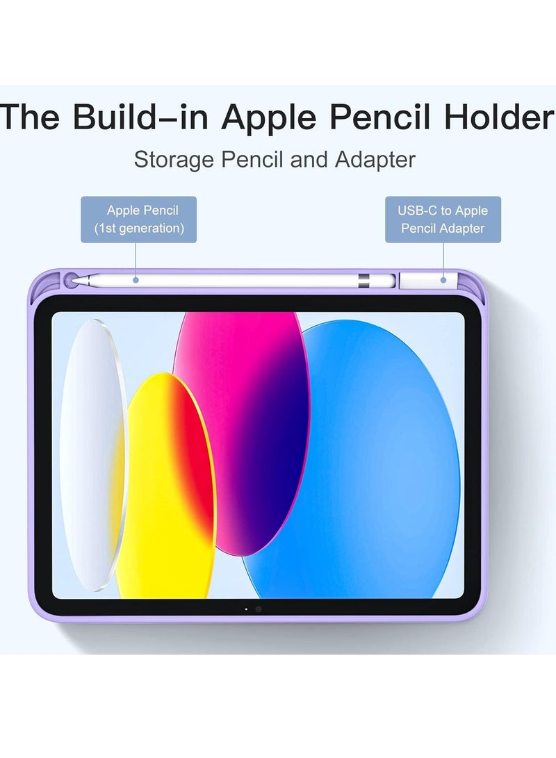 iPad 10th Generation Case 2022 10.9 Inch with Pencil Holder Trifold Stand Smart Case with Soft TPU Back Auto Wake Sleep