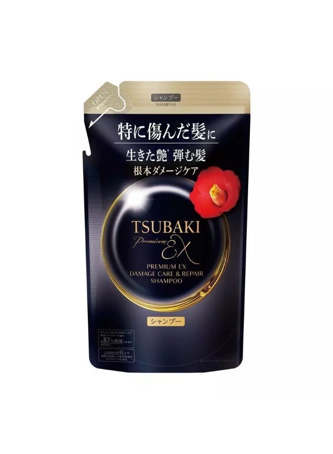 شامبو تسوباكي TSUBAKI بريميوم EX لإصلاح الشعر التالف 300 مل عبوة إعادة تعبئة | شامبو ياباني للعناية بالشعر الجاف والمصبوغ | غني بزيت الكاميليا لمنح شعر ناعم، لامع وكثيف بالحيوية