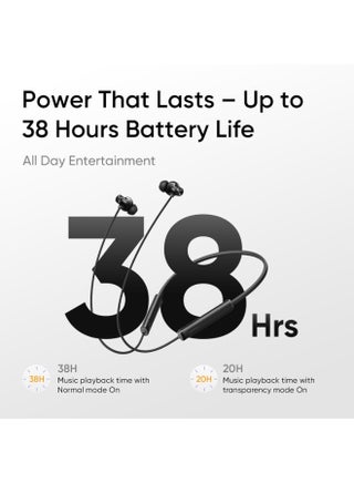 Buds Wireless 5 ANC Neckband Earphones with 50dB Active Noise Cancellation, 38H Playback, 360° Spatial Audio, IP55 Water Resistant, Bluetooth 5.4, Dual Device Connectivity Midnight black - view 4