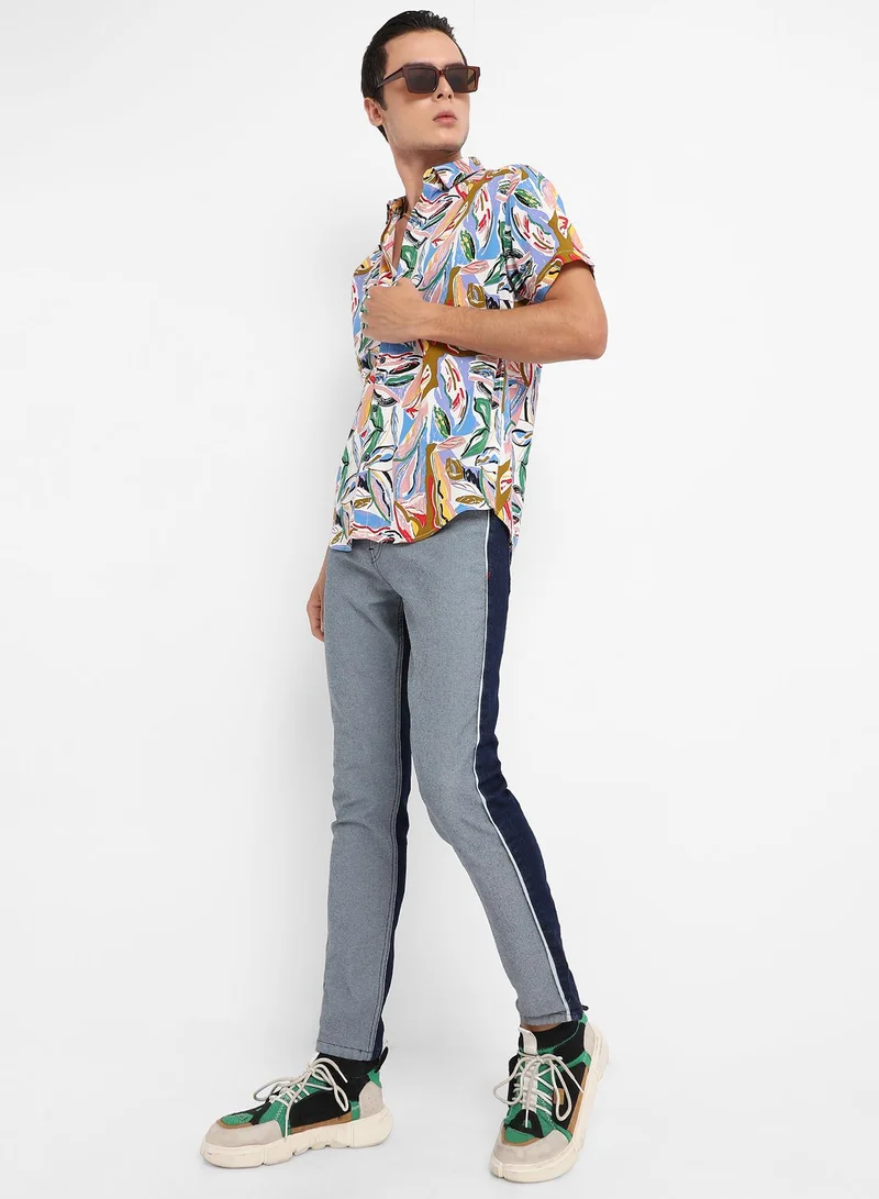 Campus Sutra Men's Multicolour Abstract Foilage Shirt