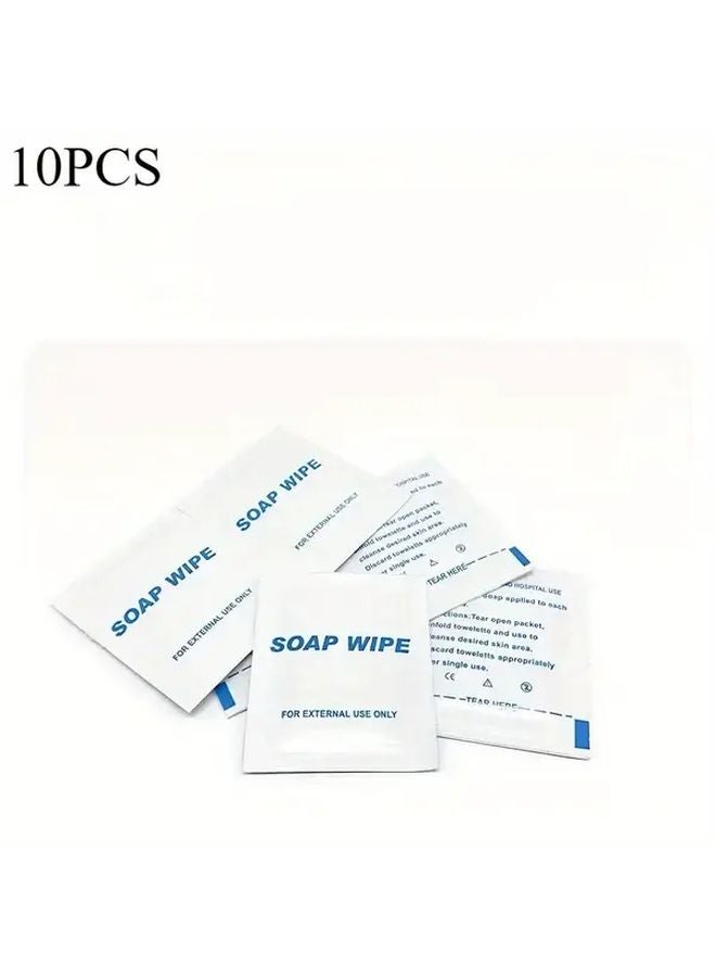 10 قطع من مناديل الصابون المعبأة بشكل فردي، محمولة من القماش غير المنسوج للسفر - Image 1