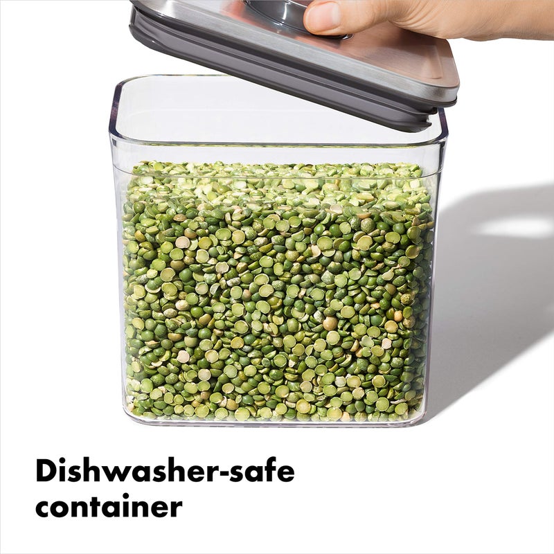 OXO OXO Steel POP Container Small Square Short (1.1 Qt/1 L) - Airtight Food Storage - Ideal for Brown Sugar  Tea Grey  - Image 5