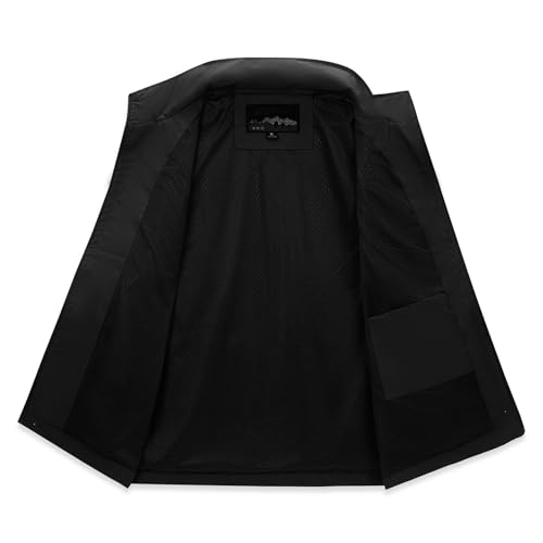 DUOFIER Men's Casual Vest Lightweight Outdoor Work Photo Cargo Sleeveless Jacket for Hiking Travel, Black-XXL - Image 3