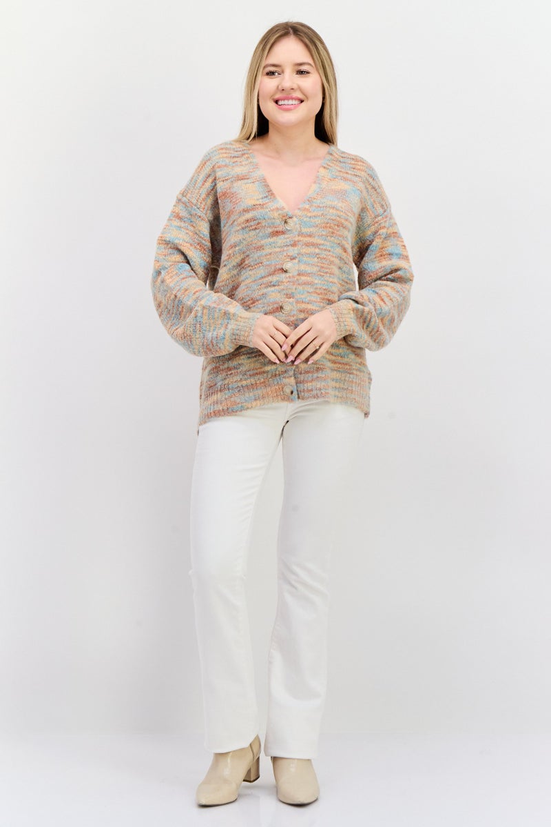 NIA Women V Neck Space Dye Cardigans, Multicolor - Image 4