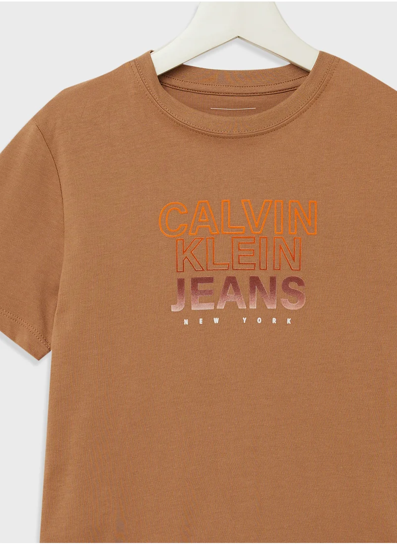 Calvin Klein Jeans Youth Gradient Flock Logo T-Shirt