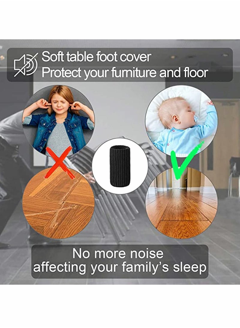 Y&D - 16 Pcs Chair Leg Socks High Elastic Knitted Floor Protectors Thickening Furniture Black Covers Set Move Easily and Reduce Noise - Image 1