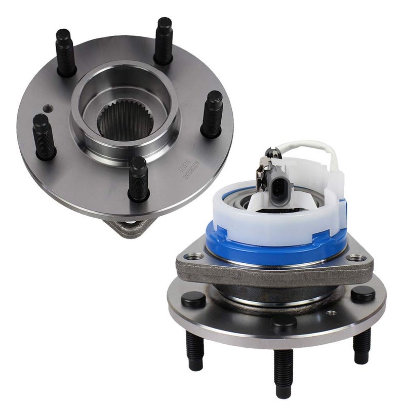 Autoround 513121 Pair Front Wheel Hub Bearing Assembly for Impala Regal DeVille Grand Prix Lacrosse Lesabre Century Rendezvous DTS Intrigue 5 Lug wABS Set of 2