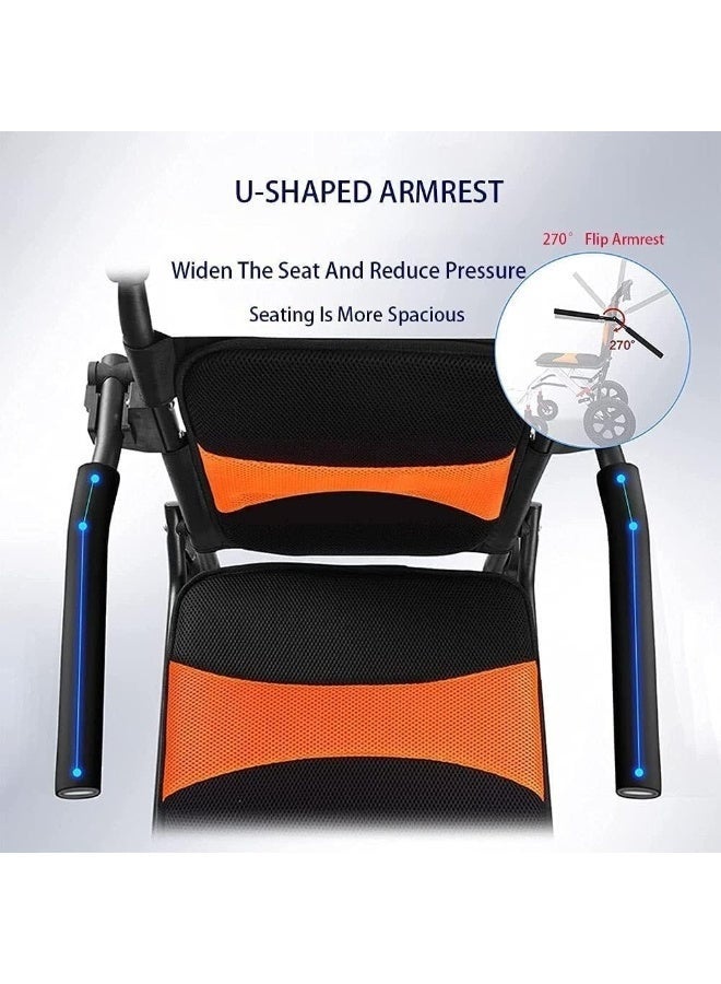 WALALLA Lightweight Folding Wheelchair for Adults, Portable Transport Chairs with Foot Rests, Aluminum Frame with Wheels, Adjustable Safety Strap, for Adults, Seniors, Elderly,Black - Image 3