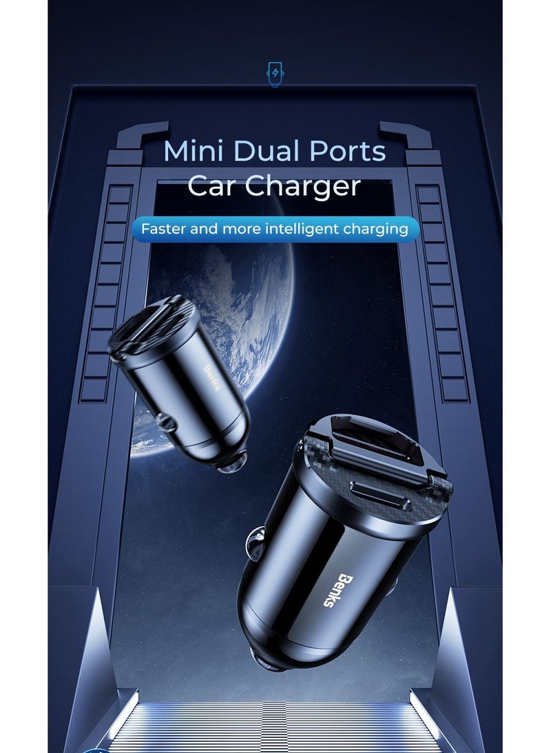 Benks 30W Dual Port Fast Car Charger C30SE, USB-C, Wide Compatibility, Small and Portable, Compatible with 12-24V Car Model - Image 5