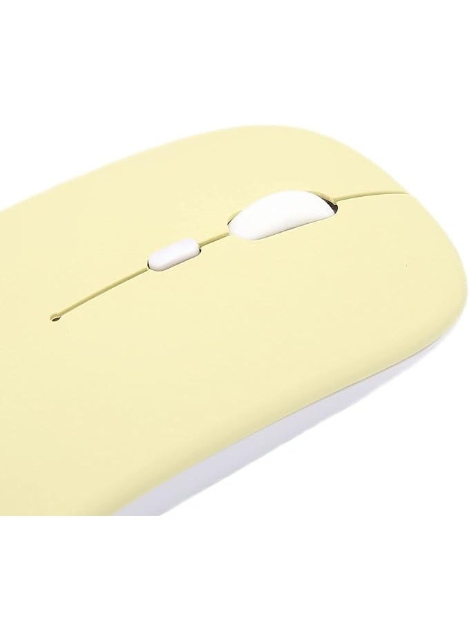 1600 DPI 3-Speed Optical Wireless Mouse, Bluetooth + 2.4G Dual-Mode Ultra-Slim Silent Ergonomic Mouse with USB Receiver & Type-C Adapter for Laptop/Computer/Tablet (Yellow) - Image 5