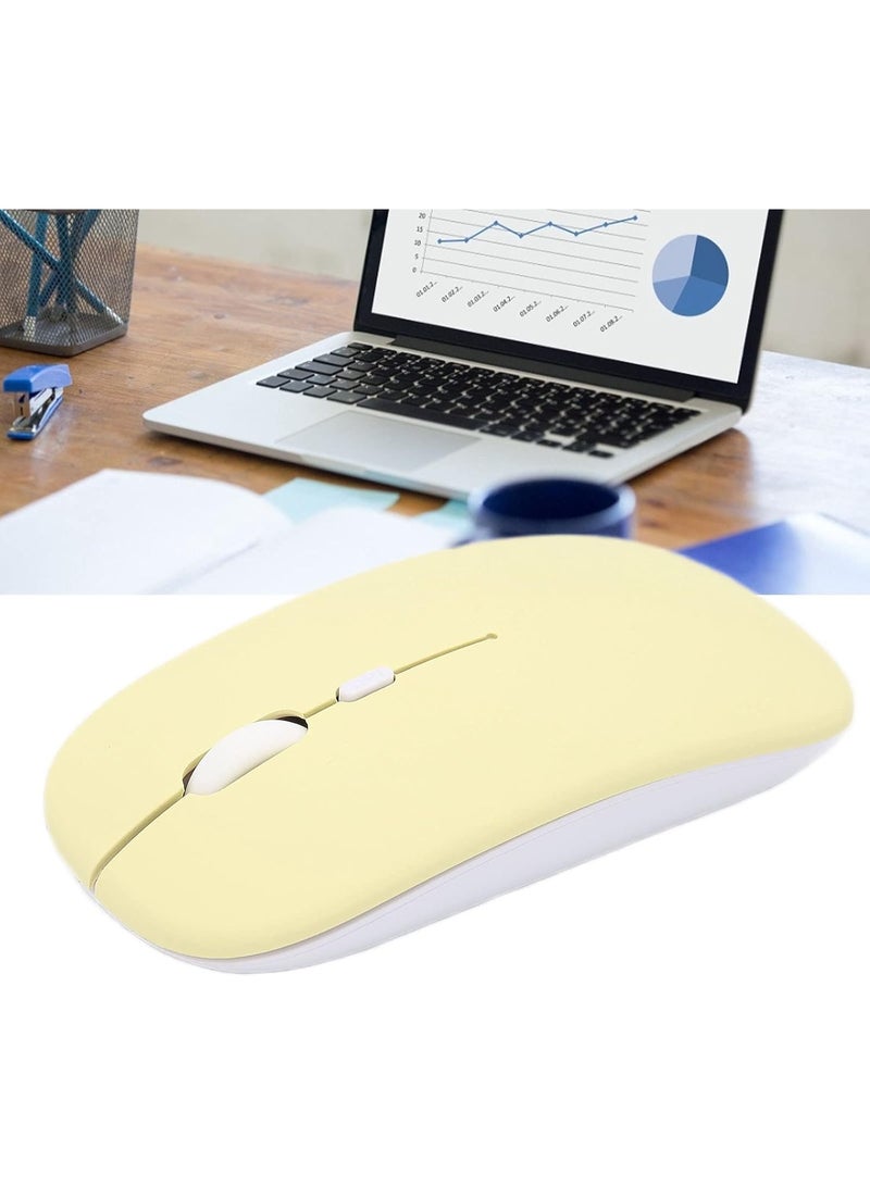 1600 DPI 3-Speed Optical Wireless Mouse, Bluetooth + 2.4G Dual-Mode Ultra-Slim Silent Ergonomic Mouse with USB Receiver & Type-C Adapter for Laptop/Computer/Tablet (Yellow) - Image 2