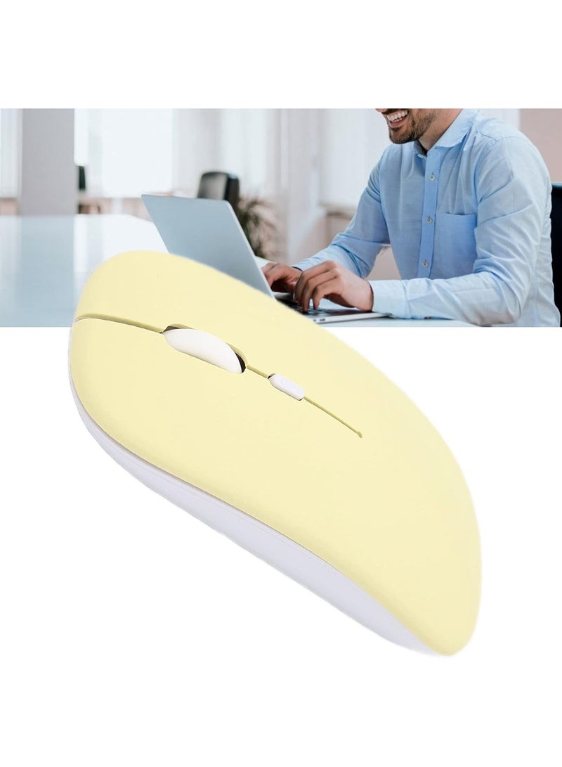 1600 DPI 3-Speed Optical Wireless Mouse, Bluetooth + 2.4G Dual-Mode Ultra-Slim Silent Ergonomic Mouse with USB Receiver & Type-C Adapter for Laptop/Computer/Tablet (Yellow) - Image 3