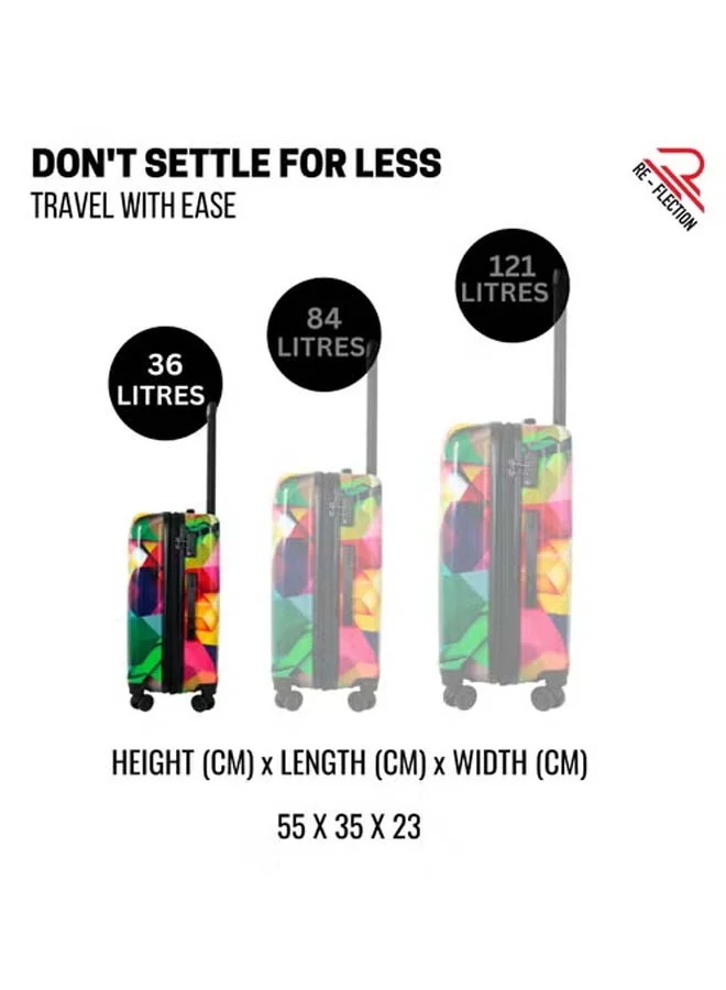 Reflection Reflection 20 Inch ABS and Polycarbonate Carryon Suitcase Lightweight Hard Shell Country Print Series Travel Luggage Trolley with 36L Storage Capacity 4 Spinner Wheels and TSA Lock Multicolour