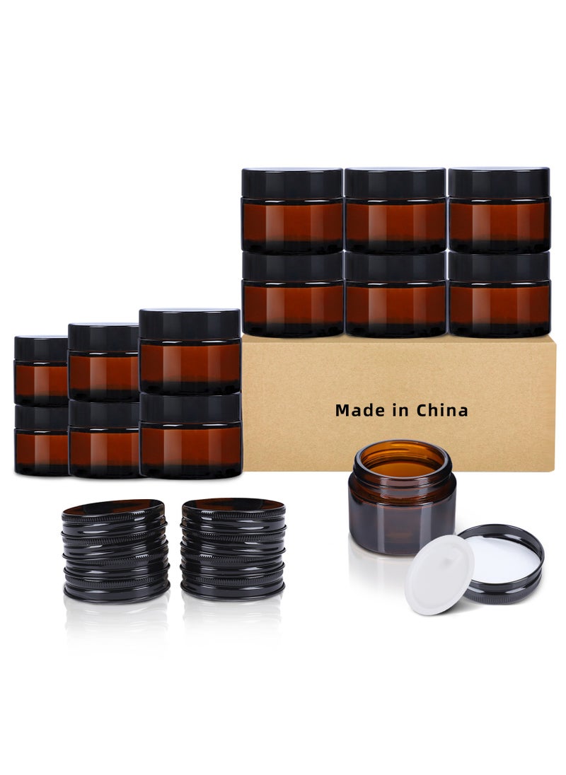 SKYLINK - 12Pack 2oz Thick Amber Glass Jars with Lids – Empty Mini Jars for Candle Making, Cosmetic Containers with Leakproof Lids for Creams, Lotions, and Essential Oils - Image 1