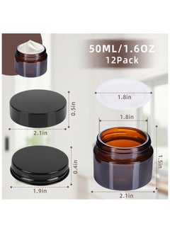 SKYLINK 12Pack 2oz Thick Amber Glass Jars with Lids – Empty Mini Jars for Candle Making, Cosmetic Containers with Leakproof Lids for Creams, Lotions, and Essential Oils  - Image 2