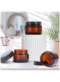 SKYLINK 12Pack 2oz Thick Amber Glass Jars with Lids – Empty Mini Jars for Candle Making, Cosmetic Containers with Leakproof Lids for Creams, Lotions, and Essential Oils  - Image 3