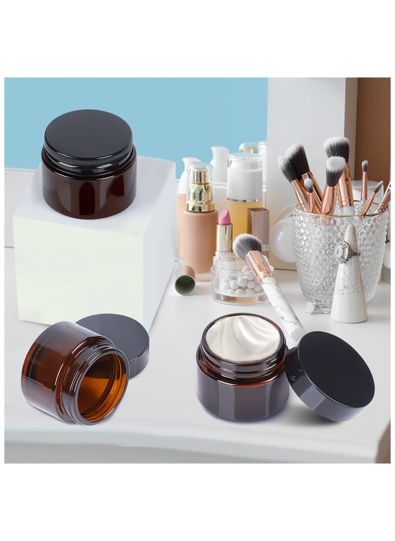 SKYLINK - 12Pack 2oz Thick Amber Glass Jars with Lids – Empty Mini Jars for Candle Making, Cosmetic Containers with Leakproof Lids for Creams, Lotions, and Essential Oils - Image 1