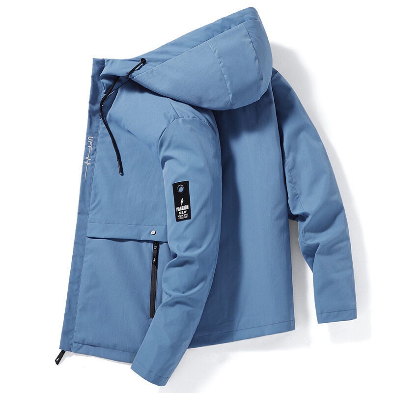 Generic Cross-border 2023 Spring and Autumn Youth Casual Baseball Clothes Mens Korean Fashion Hooded Jacket Cardigan Sports Jacket Blue 