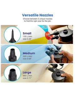 ECVV Electric Air Pump for Mattress/Inflatables, Portable Quick-Fill Air Pump with 3 Nozzles, Inflator Deflator for Outdoor Camping, Air Bed, Pool Toy  - Image 2