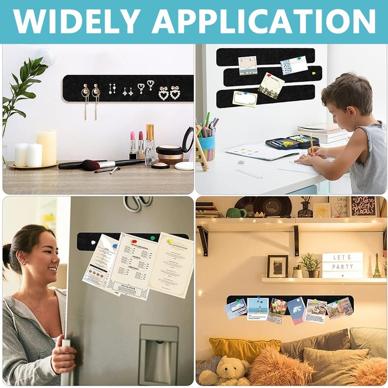 Climberty ® 5 Pack Felt Bulletin Board, Vision Board Felt Message Board with 35pcs Drawing Pins, Self-Adhesive Lightweight Bulletin Board Strips for Paste Notes, Photos, Schedules (Black) - Image 5
