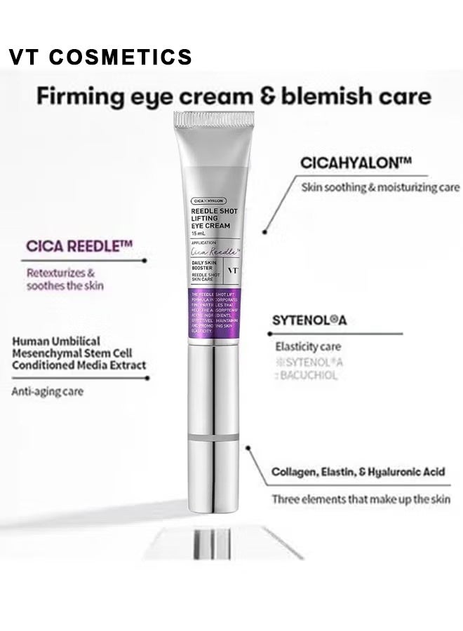 في تي كوزمتيكس كريم العين VT COSMETICS Reedle Shot Lifting 15ml ، مرطب مضاد للتجاعيد وشد البشرة ، كريم مضاد للشيخوخة تحت العين للهالات السوداء والتجاعيد والانتفاخ ، يقلل من الخطوط الدقيقة - Image 2