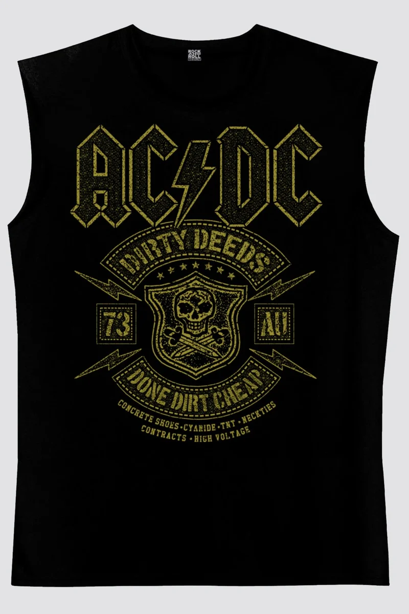 Rock&Roll Rock & Roll Snowy Acdc Black Men's T-Shirt Without Sleeves