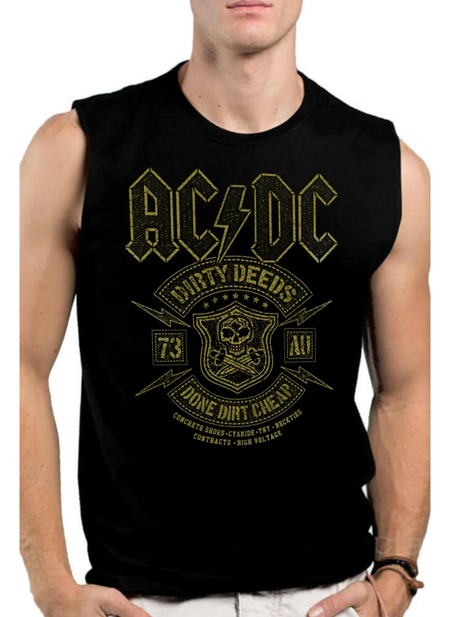 Rock&Roll Rock & Roll Snowy Acdc Black Men's T-Shirt Without Sleeves