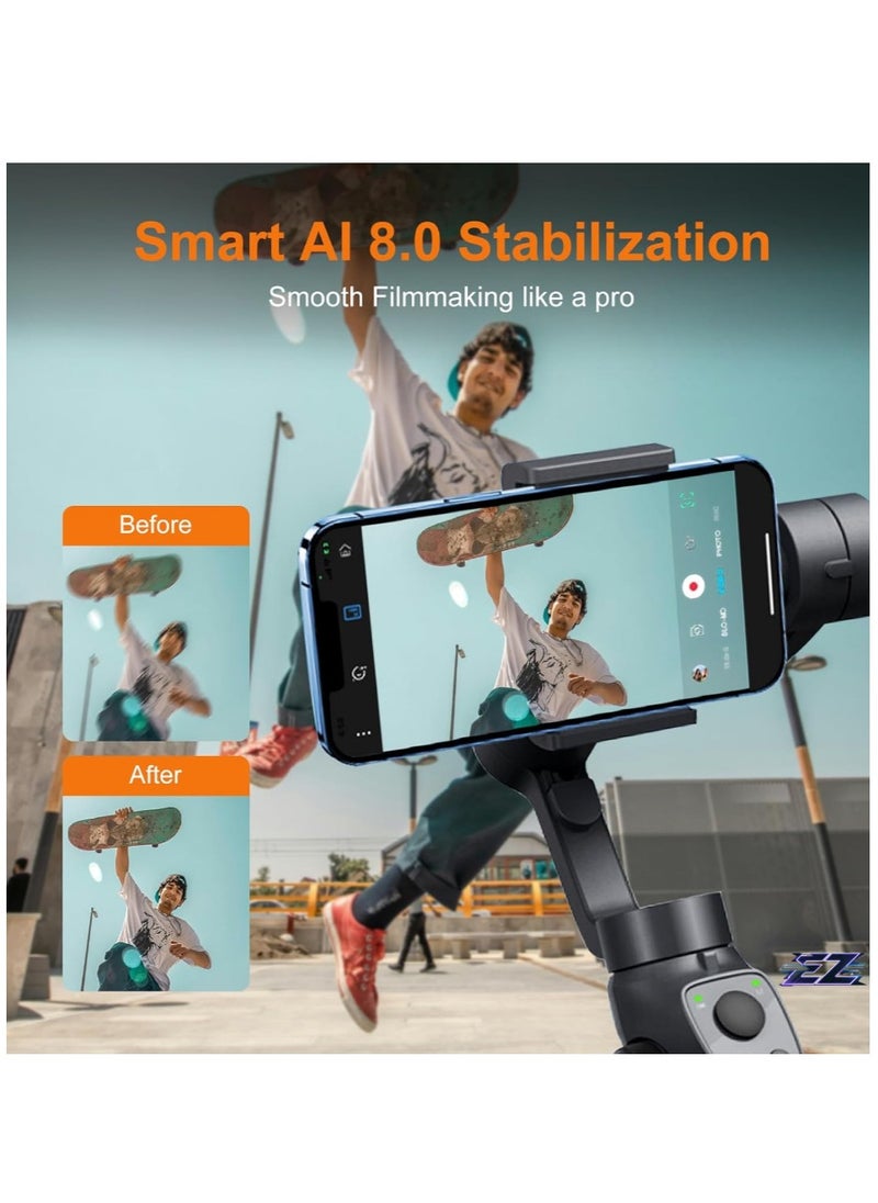 ELTRAZONE Capture 2S 3-Axis Smartphone Camera Stabilizer – Bluetooth Handheld Gimbal Stabilizer with Selfie Stick, Anti-Shake Technology, Focus Pull & Zoom, Compatible with Action Cameras, Long Battery Life, Black  - Image 2