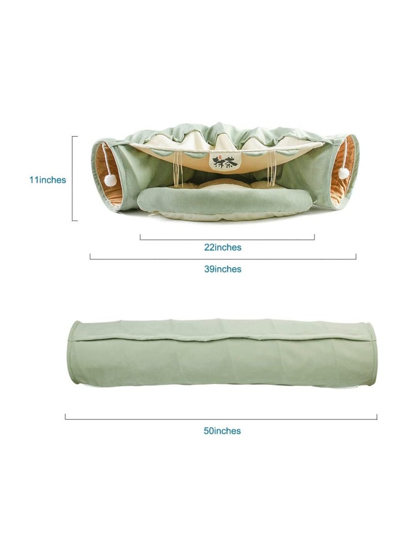 A.M Cat Tunnel Bed,Removable and Washable Cat Toys Tunnel, Premium Multifunction 2-in-1 Pet Tunnel Tube 4 Colors (Green, Matcha) - Image 2