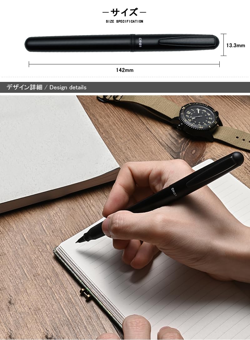 Ohto CR01 Ceramic Rollerball Pen Matte Black - Image 2