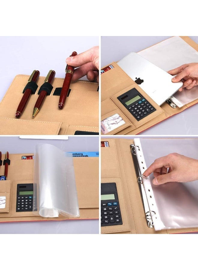 A4 Leather Padfolio with Calculator, Azonee Professional Portfolio Binder with Clipboard, 3 Ring Organizer Folder for Business, Office, Interview, Travel Use - Image 5