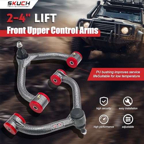 SKUCH 4X4 ACCESSORIES Front Upper Control Arms for 2011-2019 Chevy Silverado 2500HD 3500HD，2011-2019 GMC Sierra 2500HD 3500HD，2-4" Lift PU Bushing Suspension Control Arm, Replacement OEM Factory Suspension Arm, 2PC - Image 2