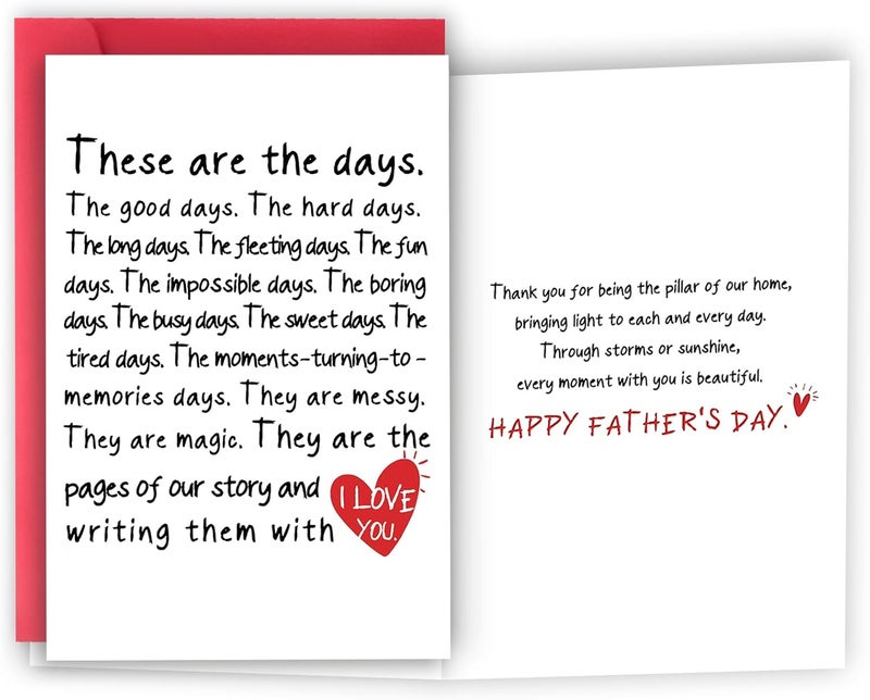 HEJOYN Fathers Day Card Gifts from Wife, Happy Father's Day Card Gifts for Husband, Fathers Day Gift, Funny Father's Day Cards, Love Cards - Image 1