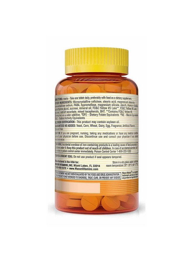Mason Natural - Daily Multiple Vitamins With Iron Vitamins A C D E B1 B2 B3 B6 B12 Folate And Calcium For Overall Health 365 Tablets - Image 1
