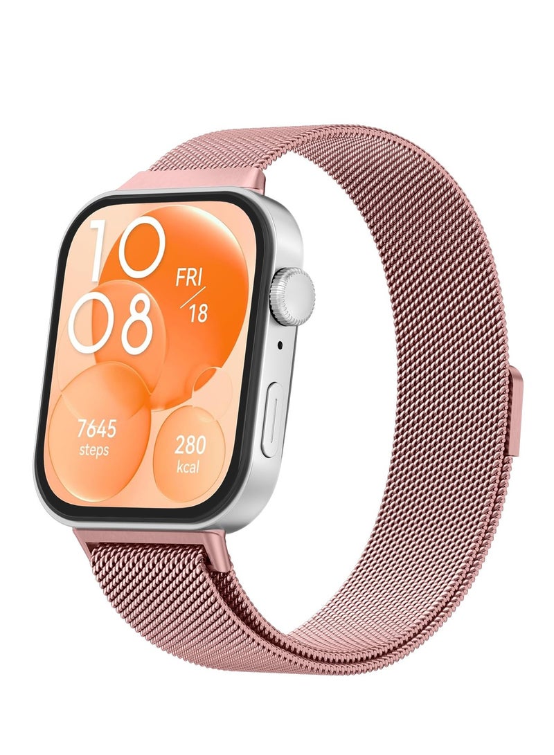 ChicVibe Metal Strap Compatible with Huawei Watch Fit 3/4/4 Pro, Magnetic Mesh Stainless Steel Bands Women Men Loop Replacement Watch Band for Huawei Watch Fit 4/Fit 4 Pro/3 Straps - Image 1