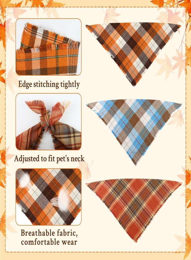 Bolake Fall Dog Bandanas 3 Pack Thanksgiving Costumes with Tassels Edges Classic Plaid Adjustable Triangle Accessories Scarf for Small Medium Large Dogs Pets - Image 3