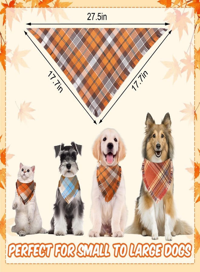 Bolake Fall Dog Bandanas 3 Pack Thanksgiving Costumes with Tassels Edges Classic Plaid Adjustable Triangle Accessories Scarf for Small Medium Large Dogs Pets - Image 2