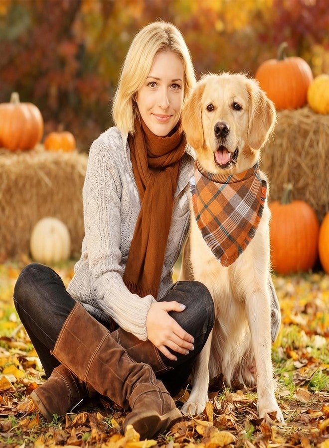 Bolake Fall Dog Bandanas 3 Pack Thanksgiving Costumes with Tassels Edges Classic Plaid Adjustable Triangle Accessories Scarf for Small Medium Large Dogs Pets - Image 4