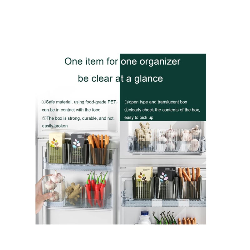 SOLARAE 2 Pcs Fridge Organizer Stackable, Storage Organizer Bins, Fridge Organizers and Storage, Plastic Storage Bin, Makeup Organizer Bins for Wall, Refrigerator, Kitchen, Cabinet (Green) - Image 5