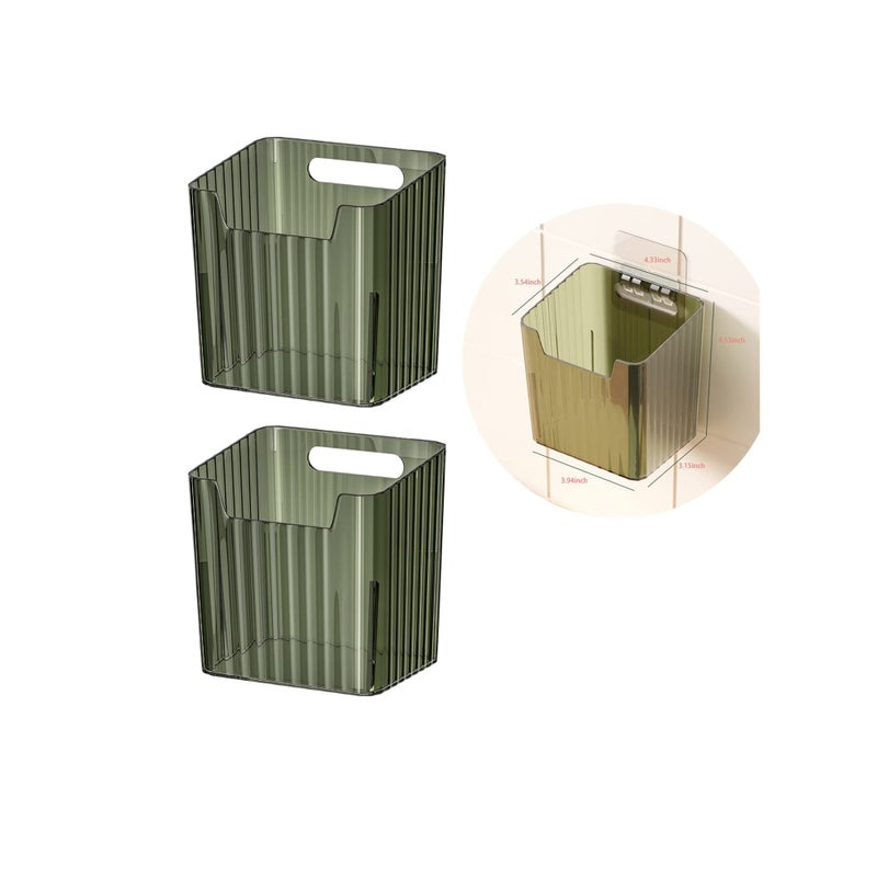 SOLARAE 2 Pcs Fridge Organizer Stackable, Storage Organizer Bins, Fridge Organizers and Storage, Plastic Storage Bin, Makeup Organizer Bins for Wall, Refrigerator, Kitchen, Cabinet (Green) - Image 1