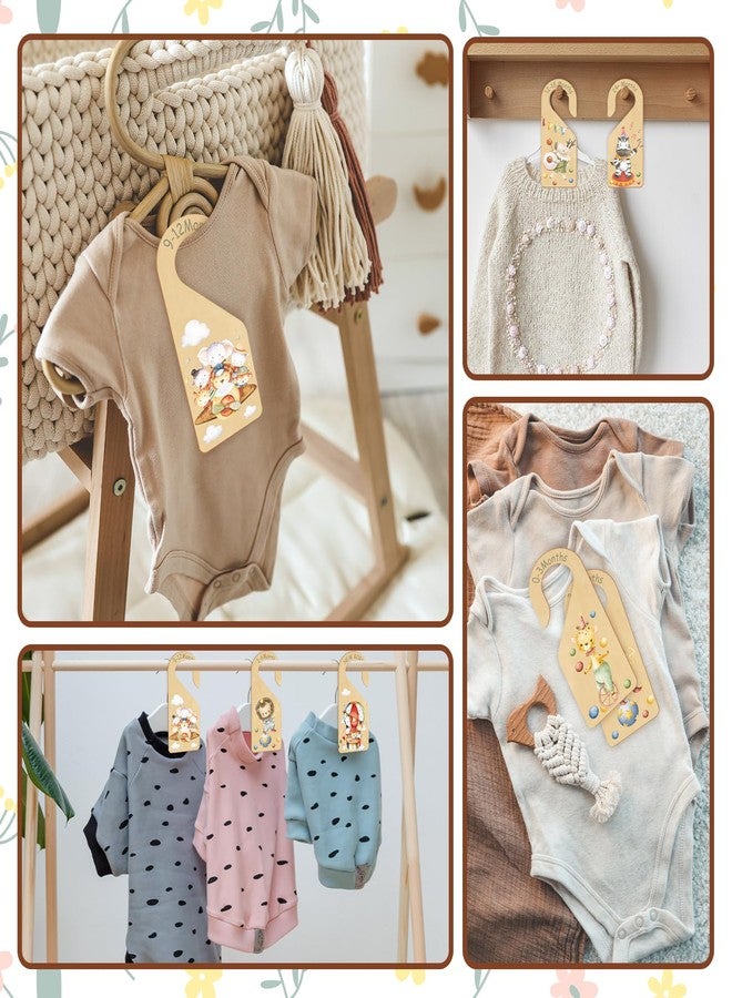 Hying 8 Pieces Baby Clothes Dividers for Closet, Wooden Baby Clothes Organizer Cartoon Animals Nursery Baby Clothes Separators for Newborn to 24 Months Size Clothes - Image 5