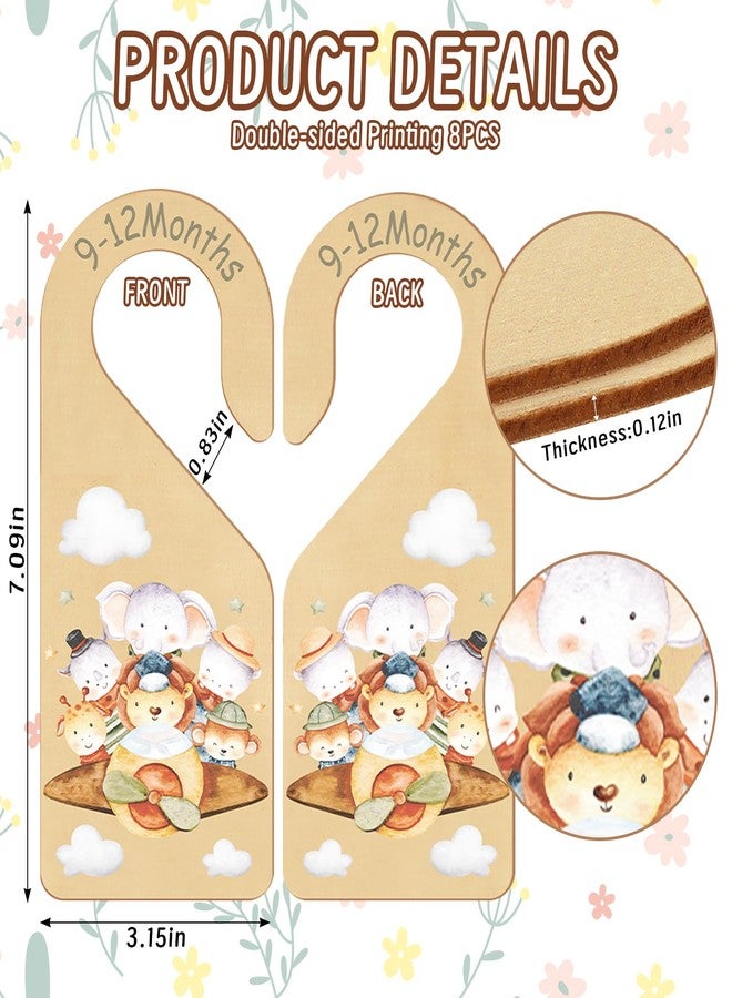 Hying 8 Pieces Baby Clothes Dividers for Closet, Wooden Baby Clothes Organizer Cartoon Animals Nursery Baby Clothes Separators for Newborn to 24 Months Size Clothes - Image 2