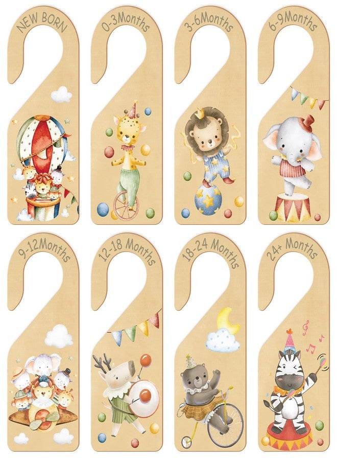 Hying 8 Pieces Baby Clothes Dividers for Closet, Wooden Baby Clothes Organizer Cartoon Animals Nursery Baby Clothes Separators for Newborn to 24 Months Size Clothes - Image 1
