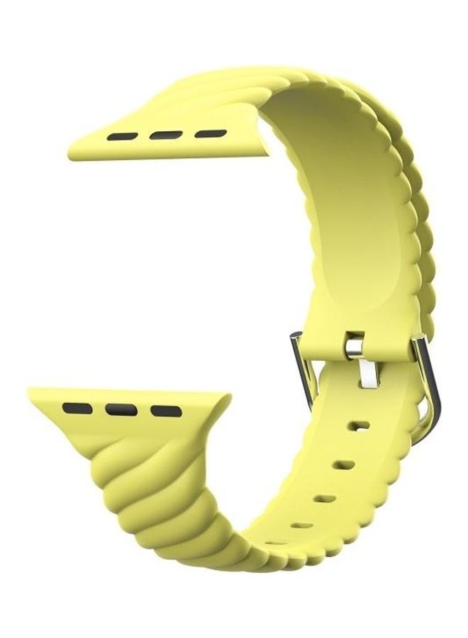 NIBEMINENT Solid Colour Twist Silicone Replacement Strap Watchband For Apple Watch Series 1/2/3/4/5/6/7/SE 42-44-45mm Yellow - Image 1